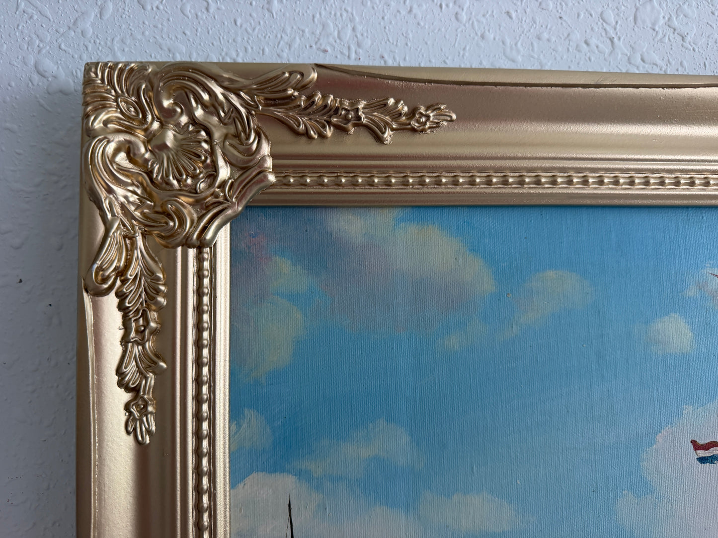 Signed Oil Painting on canvas Sailing Ship Rough Sea Maritime Seascape Framed