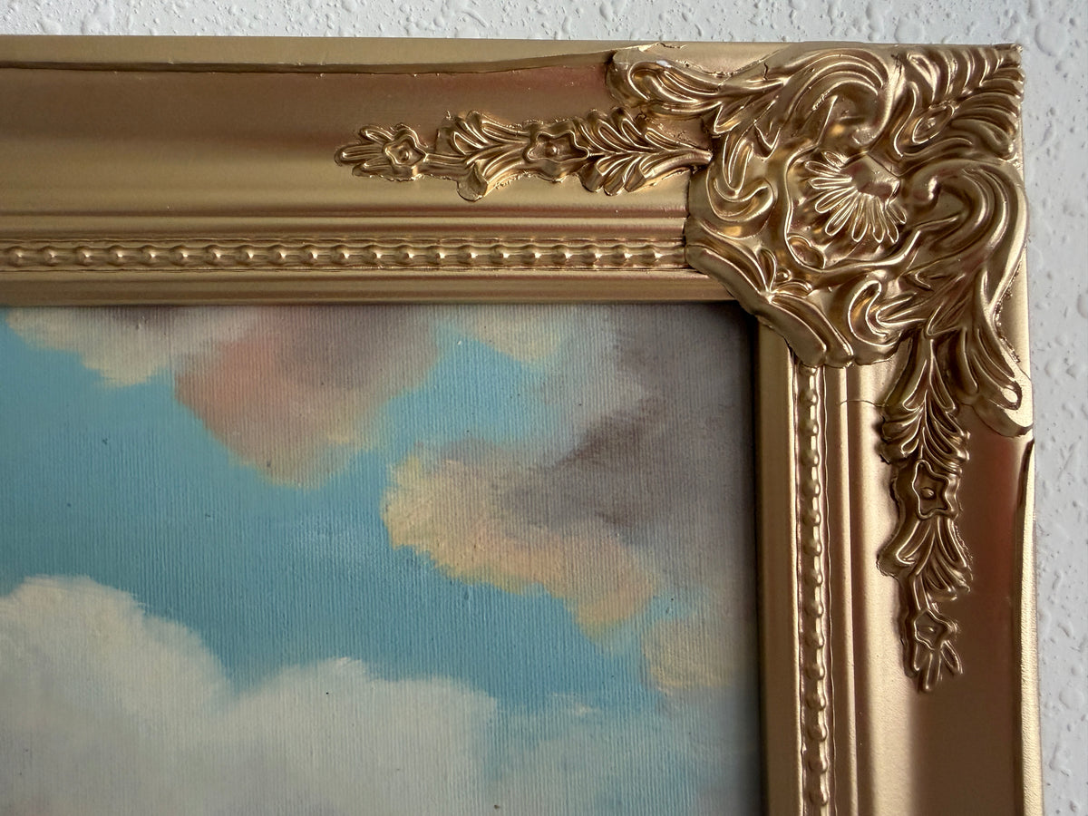 Signed Oil Painting on canvas Sailing Ship Rough Sea Maritime Seascape Framed