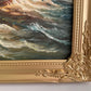 Signed Oil Painting on canvas Sailing Ship Rough Sea Maritime Seascape Framed