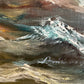 Signed Oil Painting on canvas Sailing Ship Rough Sea Maritime Seascape Framed