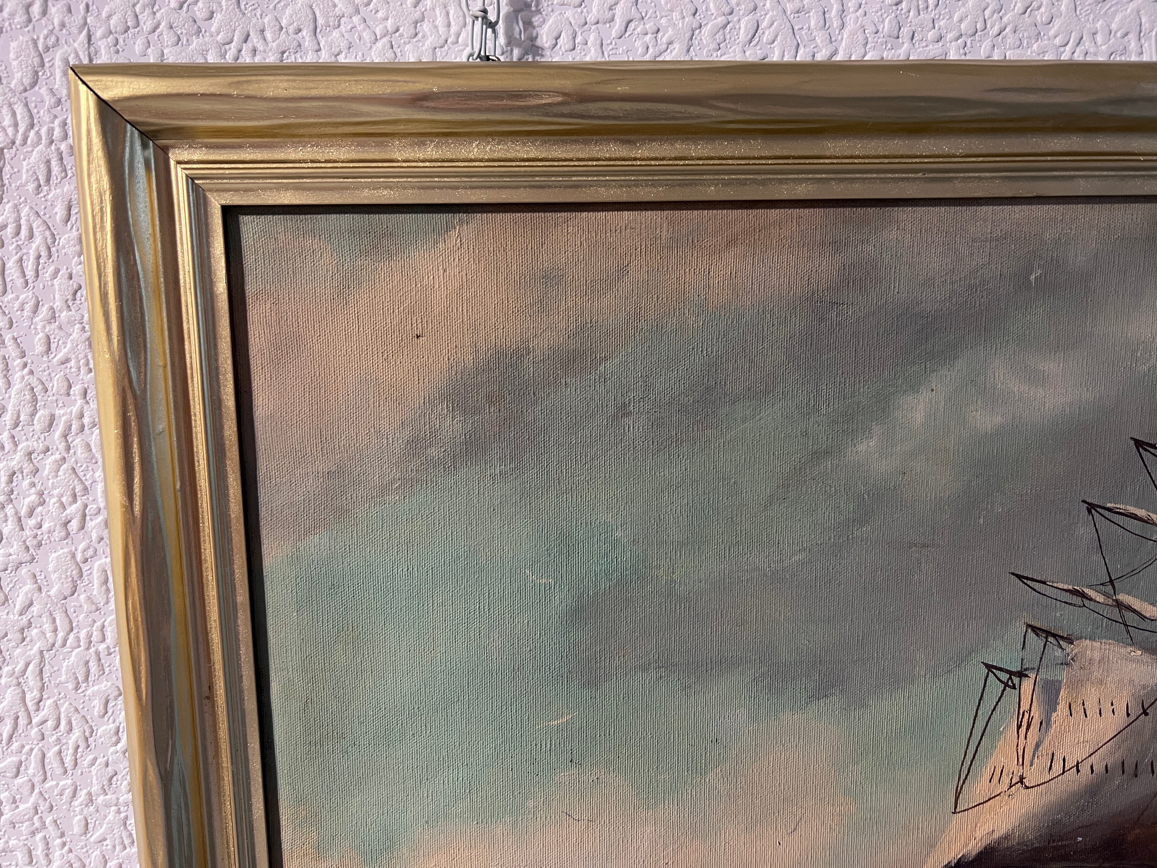 Large sale Vintage Seascape signed original oil painting