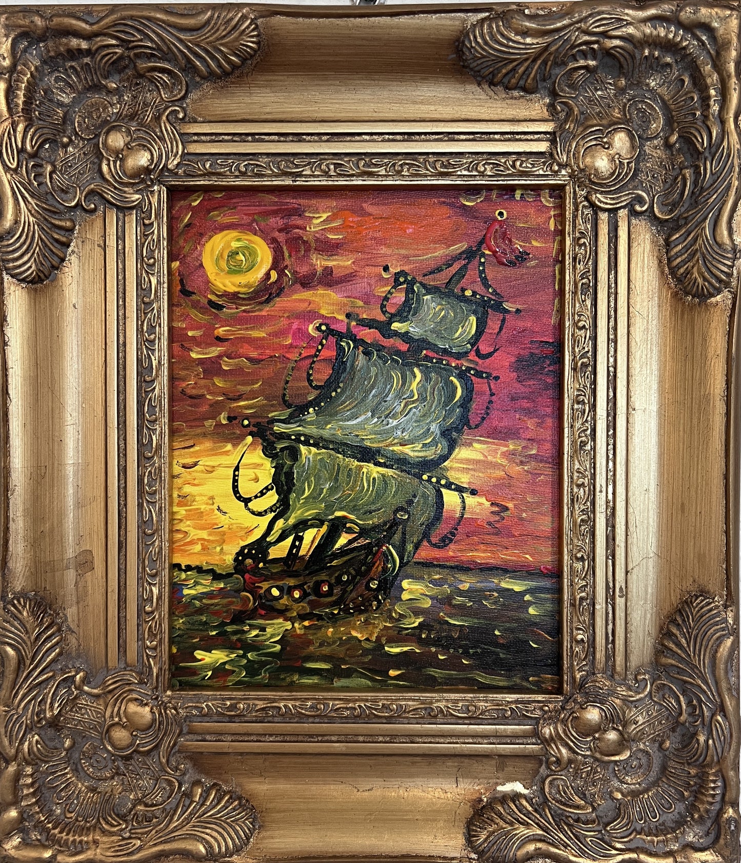 Original Acrylic painting by Serg Graff, Seascape Titled "Eclipse" , COA