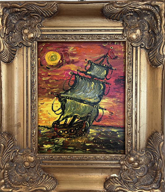 Original Acrylic painting by Serg Graff, Seascape Titled "Eclipse" , COA