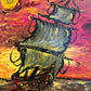 Original Acrylic painting by Serg Graff, Seascape Titled "Eclipse" , COA