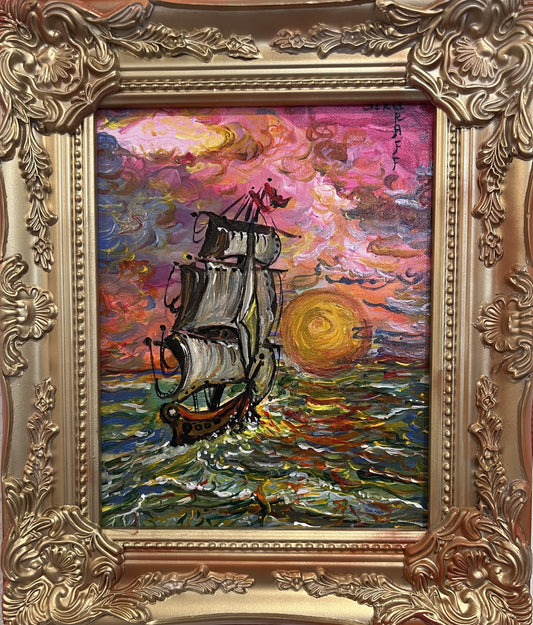 Original Acrylic painting by Serg Graff, Seascape Titled "Odyssey" , COA