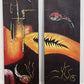 Set of 2 Textured Abstract Paintings Modern Contemporary Wall Art Decor Red Gold