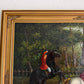 Large Vintage Oil Painting English Fox Hunt Horses Hounds Hunting Scene Art
