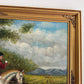 Large Vintage Oil Painting English Fox Hunt Horses Hounds Hunting Scene Art
