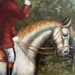 Large Vintage Oil Painting English Fox Hunt Horses Hounds Hunting Scene Art