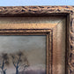 Antique Dutch Landscape Oil Painting on Board Rustic Cabin Winter Scene Unsigned