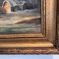 Antique Dutch Landscape Oil Painting on Board Rustic Cabin Winter Scene Unsigned