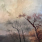 Antique Dutch Landscape Oil Painting on Board Rustic Cabin Winter Scene Unsigned