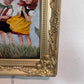 Vintage Folk Art Painting Children Flying Kites Acrylic on Board Framed