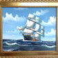 Original Oil Painting Sailing Ship Seascape Maritime Art Ocean Waves Nautical
