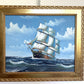 Original Oil Painting Sailing Ship Seascape Maritime Art Ocean Waves Nautical