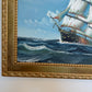 Original Oil Painting Sailing Ship Seascape Maritime Art Ocean Waves Nautical