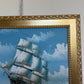 Original Oil Painting Sailing Ship Seascape Maritime Art Ocean Waves Nautical