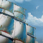 Original Oil Painting Sailing Ship Seascape Maritime Art Ocean Waves Nautical