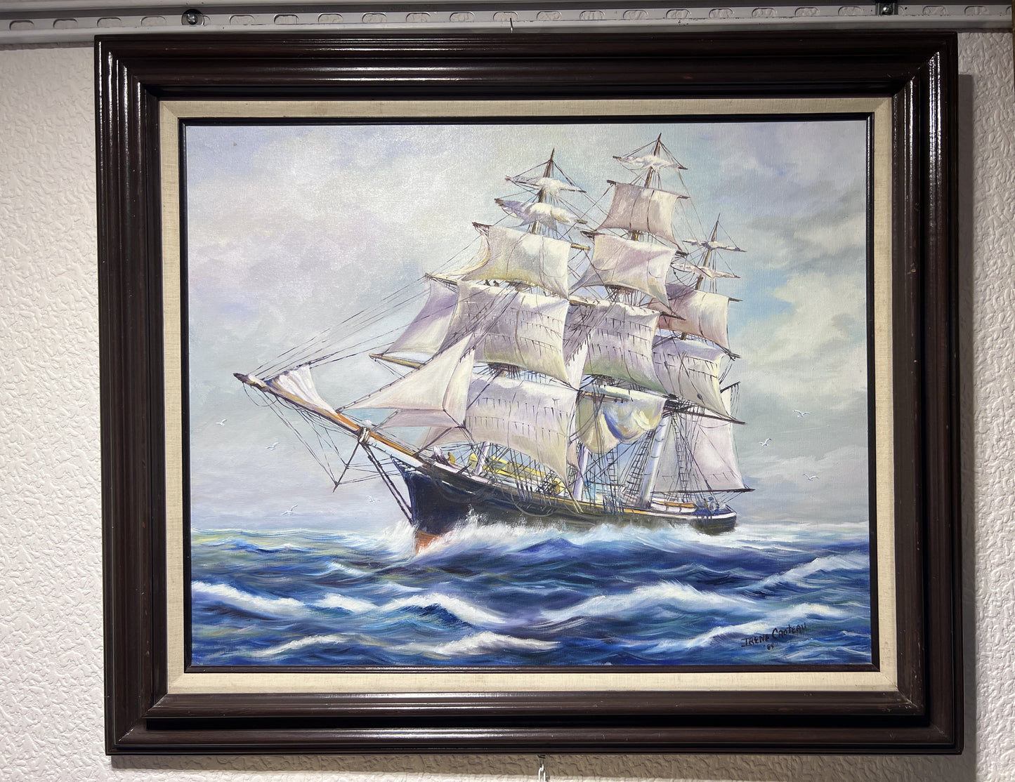 1984 Irene Croteau Original painting on canvas, Seascape, Framed