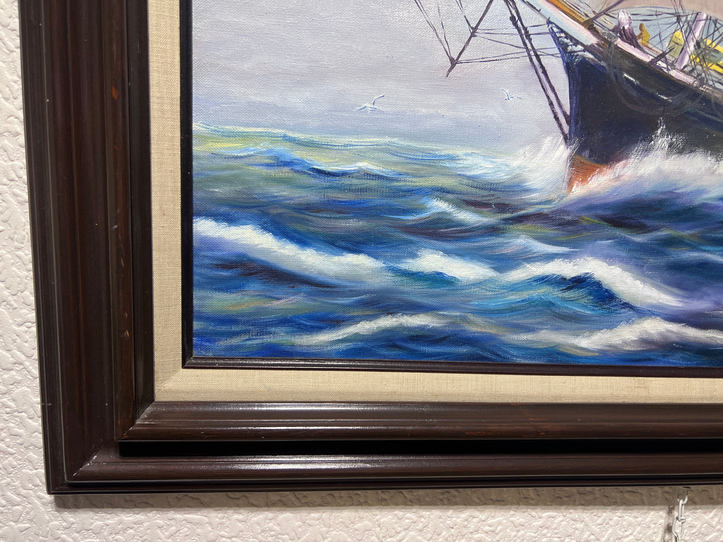 1984 Irene Croteau Original painting on canvas, Seascape, Framed