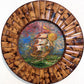 Serg Graff “Golden Voyage” Original Oil Painting Ship at Sea Round Wood Frame