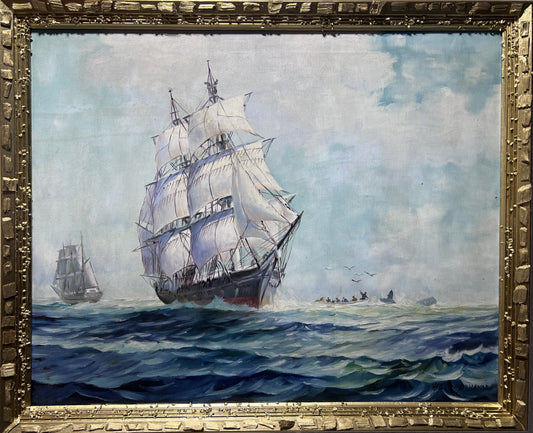 Humberto da Silva Fernandes(1937-2005) Clipper Ship Oil Painting on Canvas