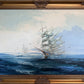 Listed Artist Hewett Jackson Original Oil Painting | Tall Ship Seascape | Framed