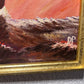 Vintage oil painting on board, seascape,Clipper ship, Sunset, Signed, framed