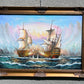 Original Maritime Oil Painting – Naval Battle Scene – Signed J. Harvey , Framed (Copy)