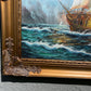 Original Maritime Oil Painting – Naval Battle Scene – Signed J. Harvey , Framed (Copy)