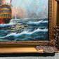 Original Maritime Oil Painting – Naval Battle Scene – Signed J. Harvey , Framed (Copy)