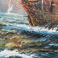 Original Maritime Oil Painting – Naval Battle Scene – Signed J. Harvey , Framed (Copy)