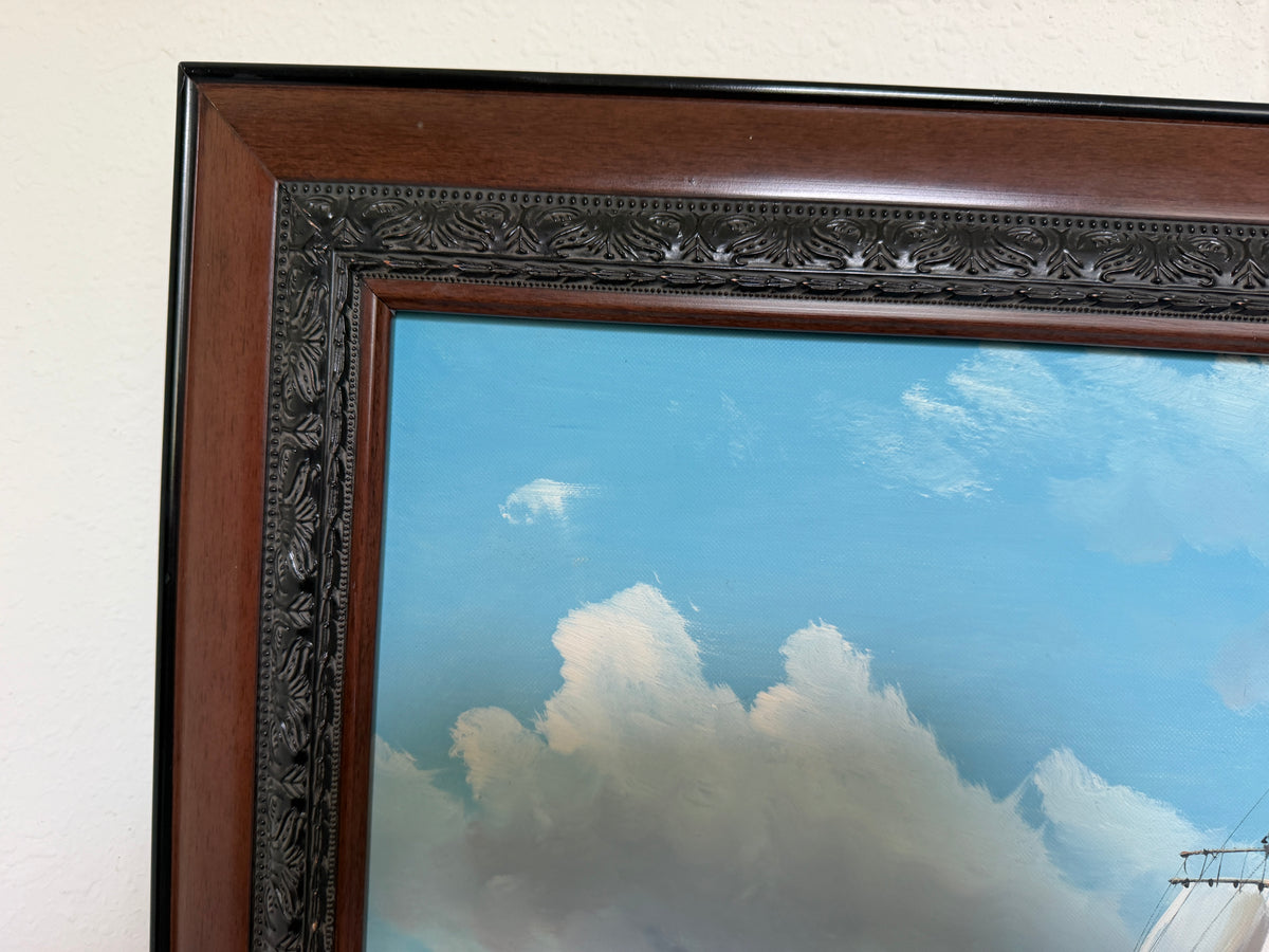 K.Dossi Original Sailing Ship Oil Painting, Nautical Seascape, Maritime Art