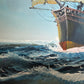 K.Dossi Original Sailing Ship Oil Painting, Nautical Seascape, Maritime Art