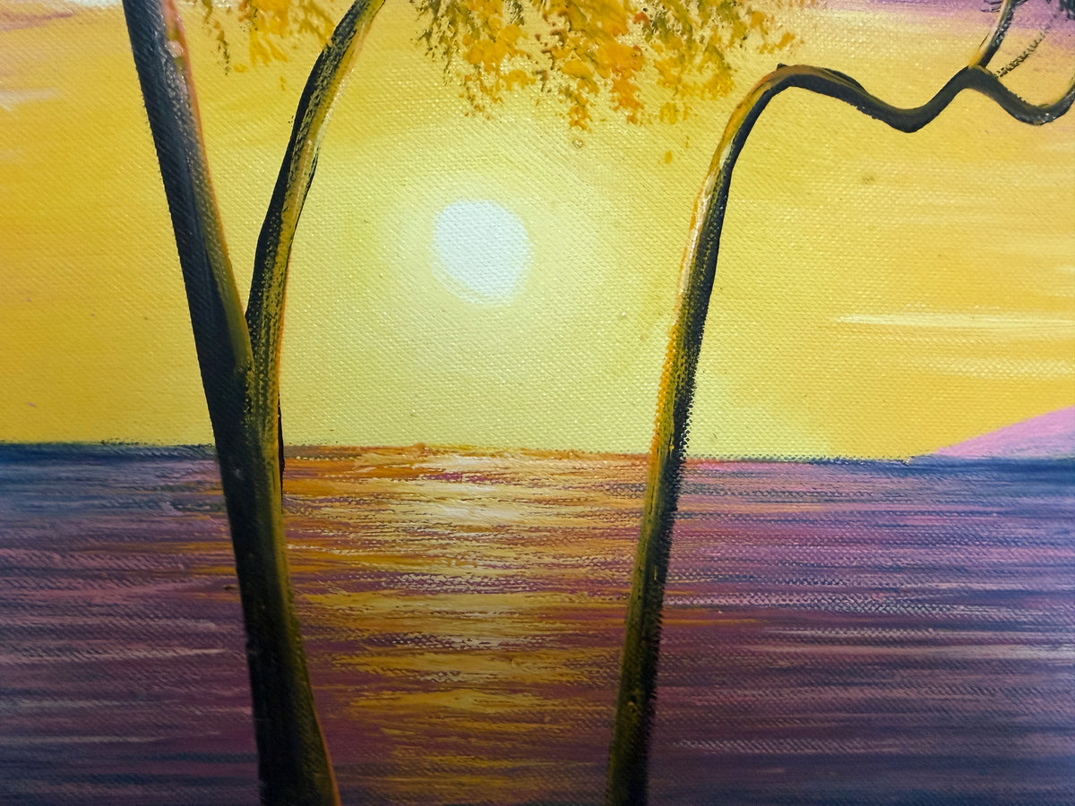 M Gordon Signed Oil Painting Tropical Sunset Seascape Ocean Landscape Framed