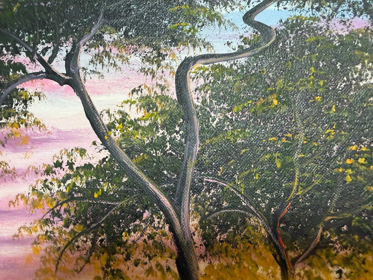 M Gordon Signed Oil Painting Tropical Sunset Seascape Ocean Landscape Framed