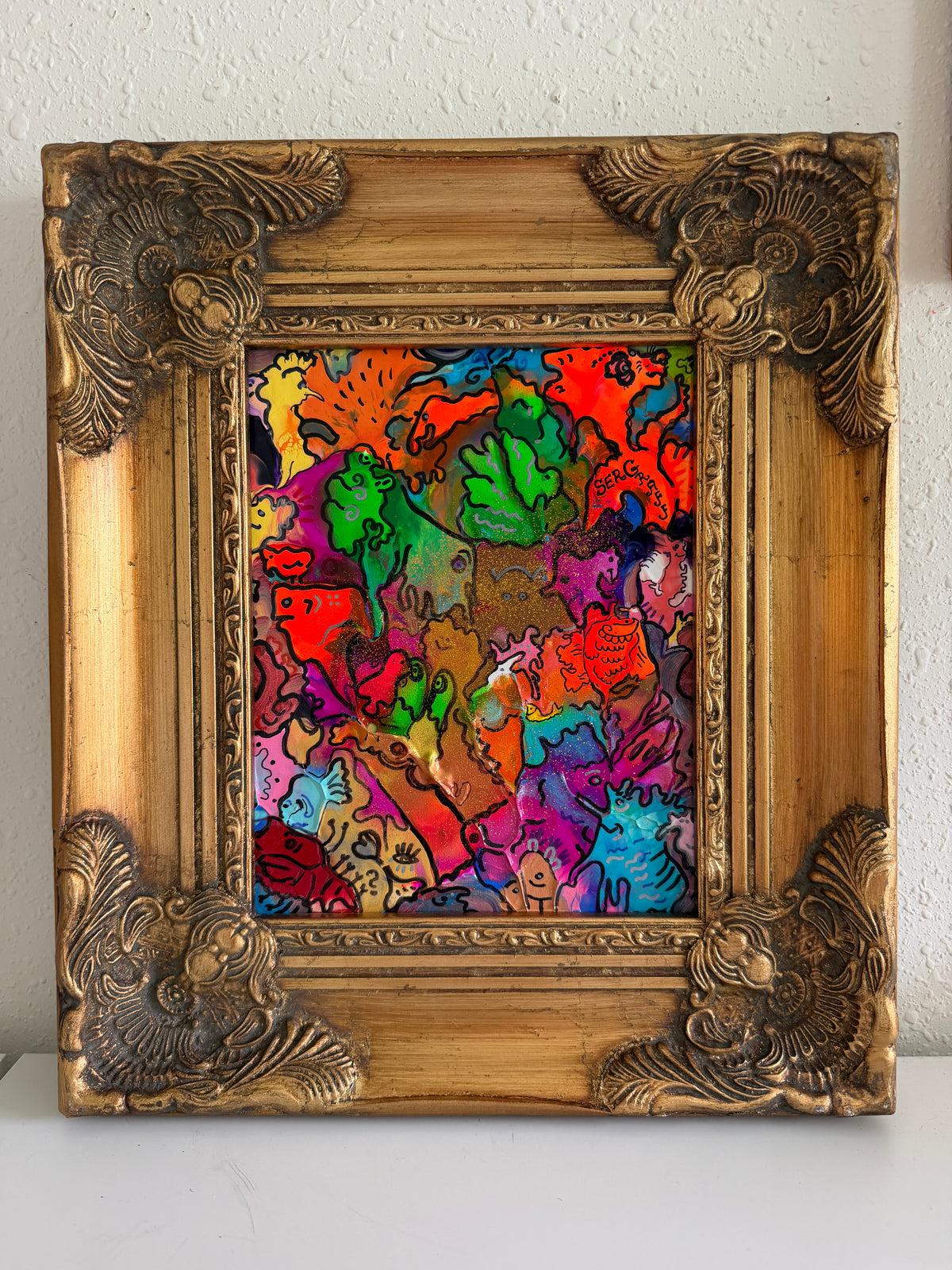 Original Abstract Painting Serg Graff "Beautiful Chaos" Surreal Fantasy, COA
