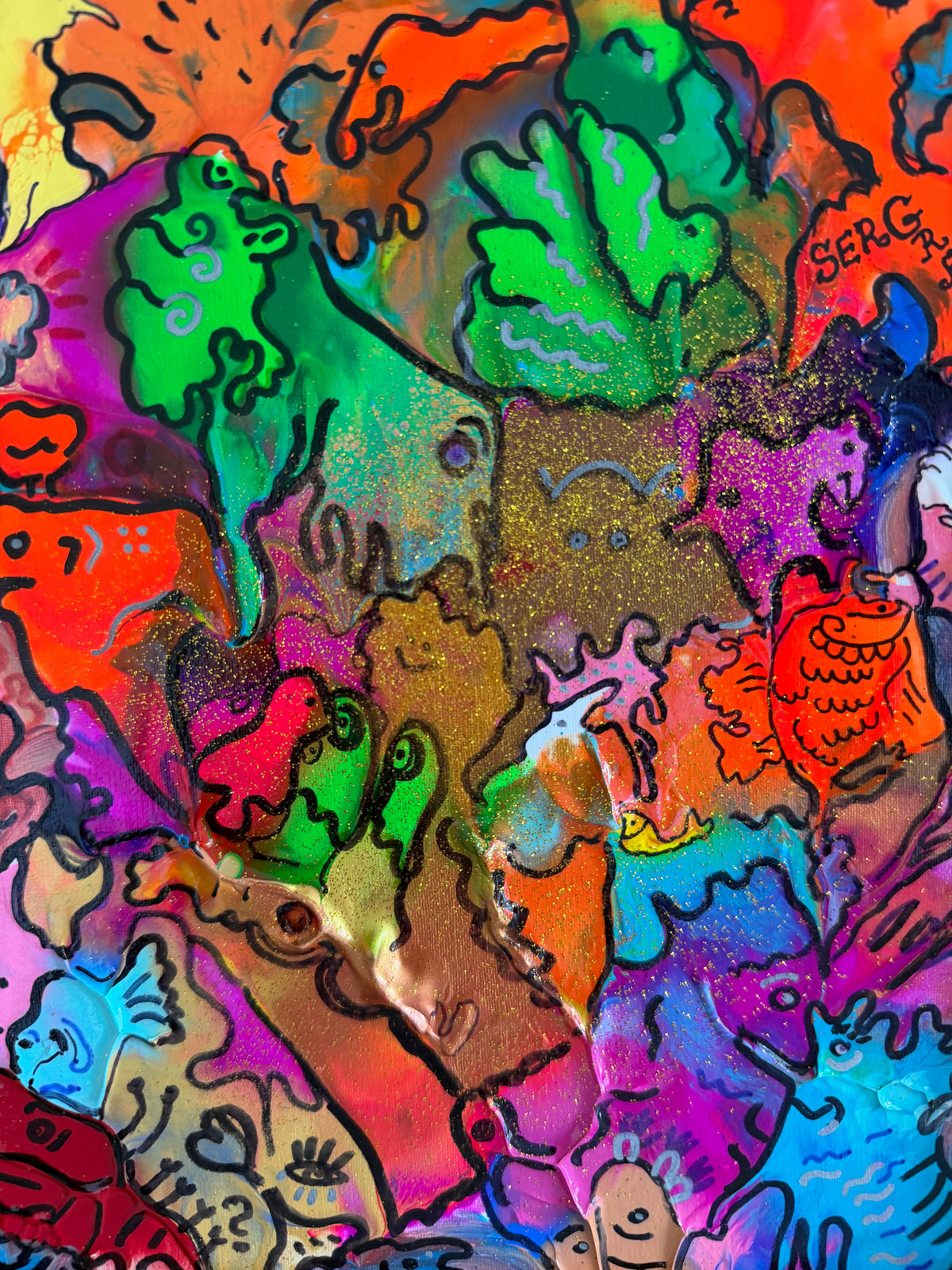 Original Abstract Painting Serg Graff "Beautiful Chaos" Surreal Fantasy, COA