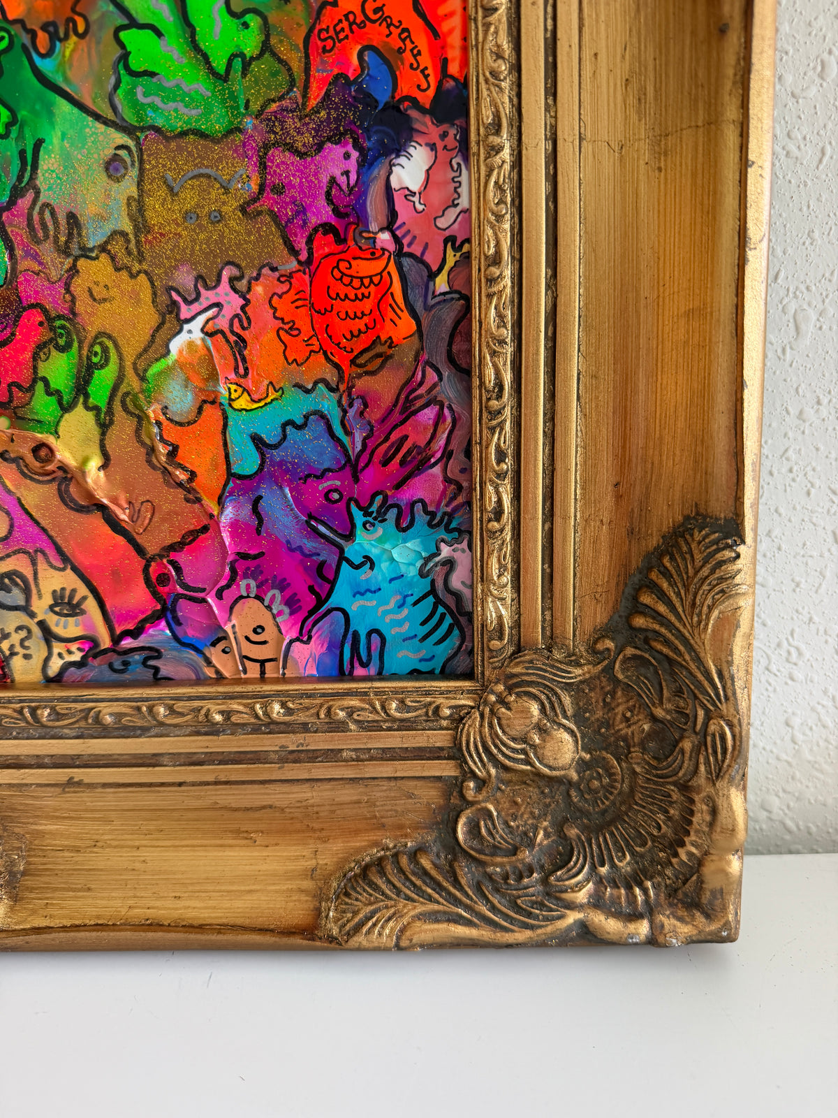 Original Abstract Painting Serg Graff "Beautiful Chaos" Surreal Fantasy, COA