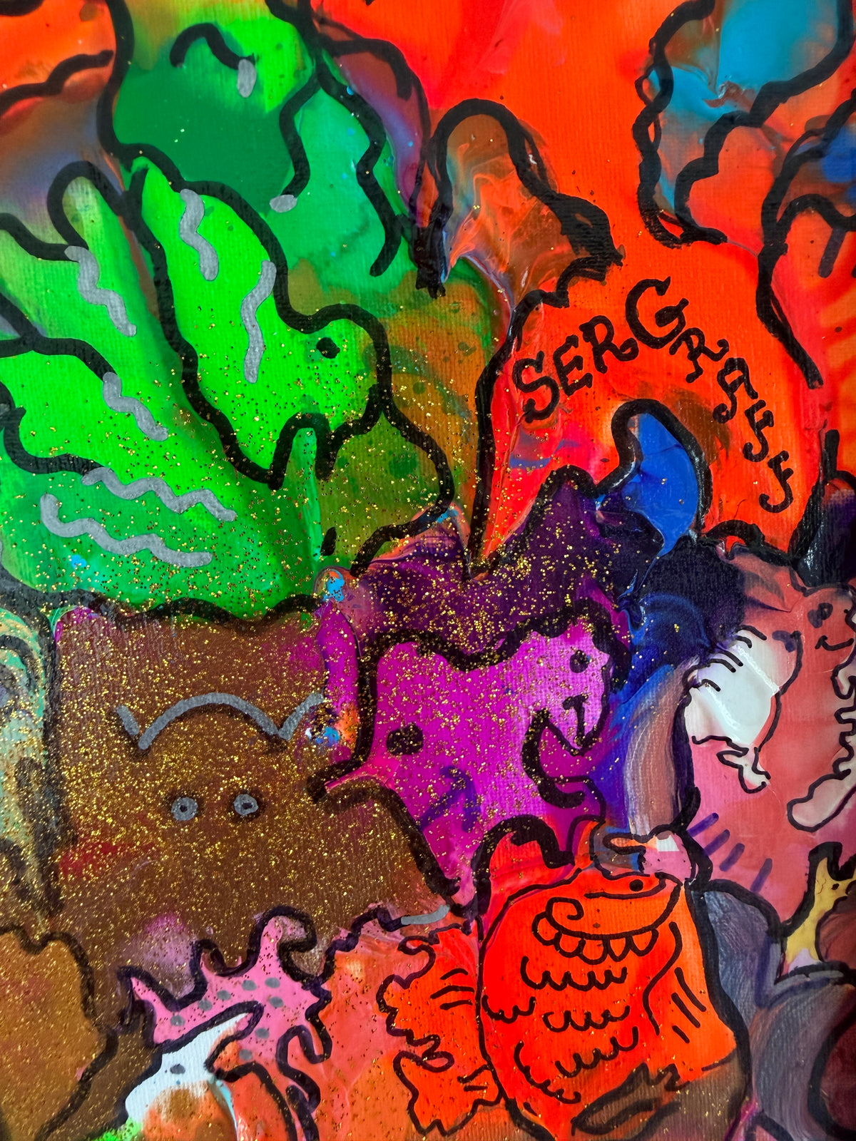 Original Abstract Painting Serg Graff "Beautiful Chaos" Surreal Fantasy, COA