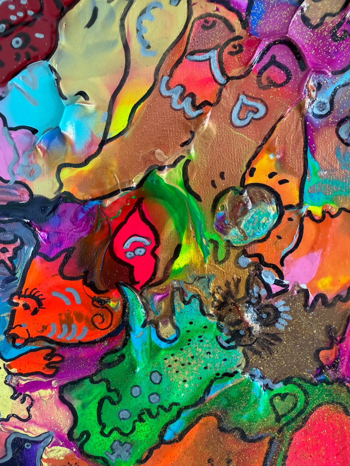 Original Abstract Painting Serg Graff "UFO" Surreal Fantasy Pop Art, COA