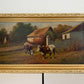Antique Oil Painting on canvas Cows Farm Landscape Pastoral Scene Signed Framed