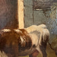 Antique Oil Painting on canvas Cows Farm Landscape Pastoral Scene Signed Framed