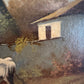 Antique Oil Painting on canvas Cows Farm Landscape Pastoral Scene Signed Framed