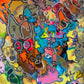 Original Abstract Painting Serg Graff "Piggy's Wild Party" Surreal Fantasy, COA