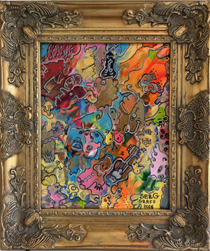Original Abstract Painting Serg Graff "Baby & Violin" Surreal Fantasy, COA