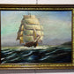 Vintage Original Oil painting on canvas Seascape, Sailing Ship in the ocean