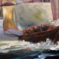 Vintage Original Oil painting on canvas Seascape, Sailing Ship in the ocean