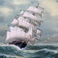 Y. Stone Original Oil painting on canvas Seascape, Sailing Ship in the ocean