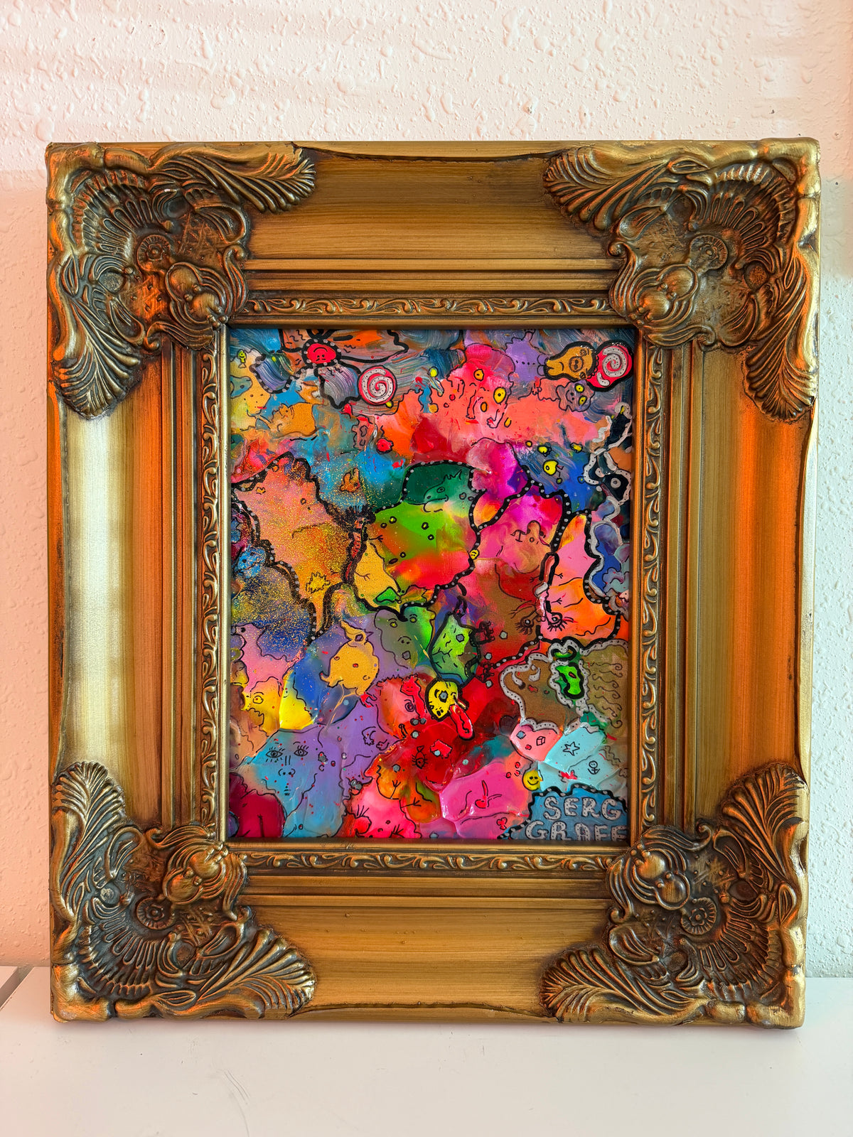 Original Abstract Painting Serg Graff "Butterfly Madness " Surreal Fantasy, COA